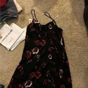 Floral Black and Red Dress